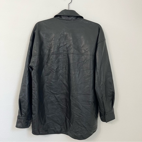 Aritzia Babaton Button-Up Faux Leather Shirt Jacket Liquid Leather Size Small. - Picture 7 of 7